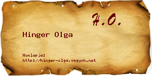 Hinger Olga névjegykártya